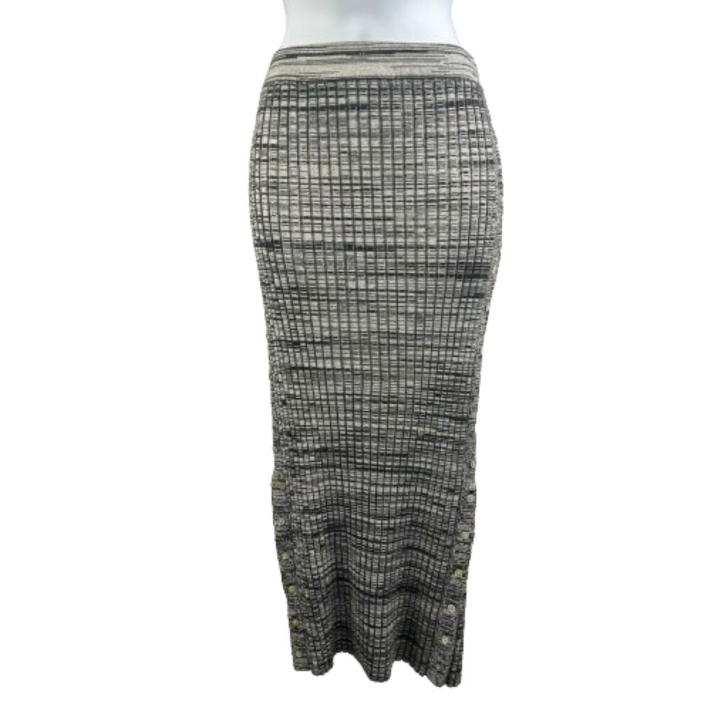 Textured Knit Maxi Skirt in Gray